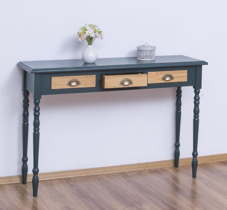 Consola cu picioare strunjite, 3 sertare de la Studio Szel PS496 - Culoare Corp_P087 - Culoare Sertare_P002 - DUBLU COLOR