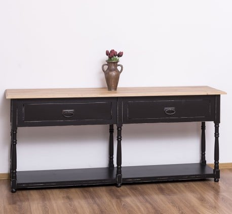 Consola cu 2 sertare, blat stejar de la Studio Szel PS29 - TopOak - Culoare Top_P061 - Culoare Corp_P003A - DUBLU COLOR