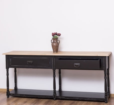 Consola cu 2 sertare, blat stejar de la Studio Szel PS29 - TopOak - Culoare Top_P061 - Culoare Corp_P003A - DUBLU COLOR