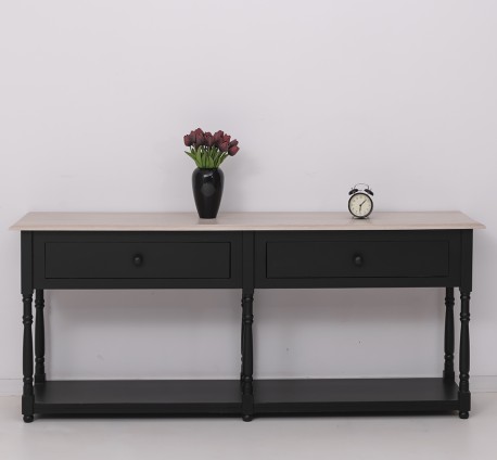 Consola cu 2 sertare, blat stejar de la Studio Szel PS29 - TopOak - Culoare Top_P063 - Culoare Corp_P003 - DUBLU COLOR
