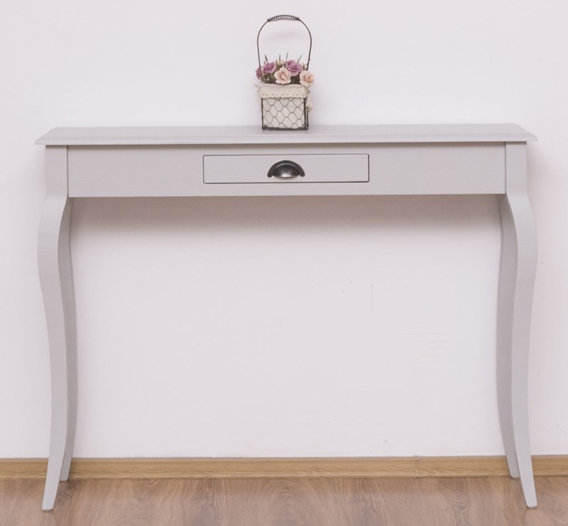 Consola cu picioare curbate, 1 sertar cu finisaj Cool Grey