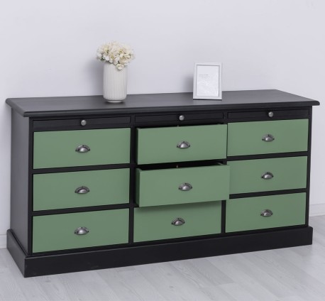 Comoda cu 9 sertare de la Studio Szel PS104 - Culoare Corp_P003 - Culoare Sertare_P038 - DUBLU COLOR