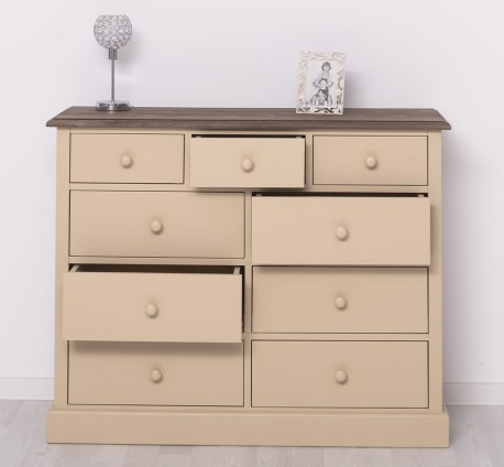 Comoda cu 9 sertare de la Studio Szel PS357 - Culoare TOP_P066 - Culoare Corp_P032 - DUBLU COLOR
