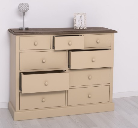 Comoda cu 9 sertare de la Studio Szel PS357 - Culoare TOP_P066 - Culoare Corp_P032 - DUBLU COLOR