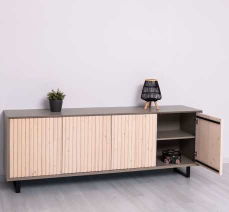 Comoda cu 4 usi Slatted de la Studio Szel PS753 - Culoare Corp_P030 - Culoare Usi_P095 - DUBLU COLOR