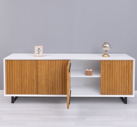 Comoda cu 4 usi Slatted de la Studio Szel PS753 - Culoare Corp_P004 - Culoare Usi_P082 - DUBLU COLOR