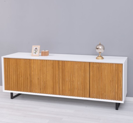 Comoda cu 4 usi Slatted de la Studio Szel PS753 - Culoare Corp_P004 - Culoare Usi_P082 - DUBLU COLOR