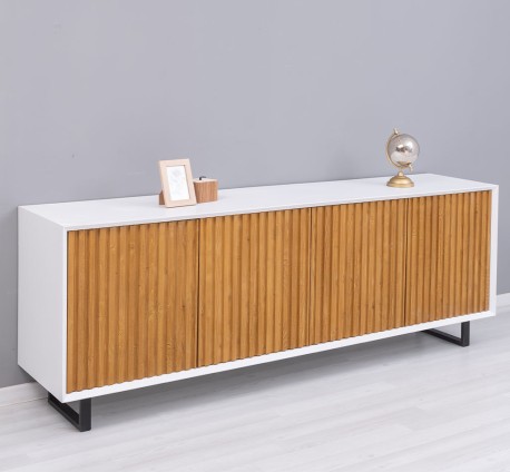 Comoda cu 4 usi Slatted de la Studio Szel PS753 - Culoare Corp_P004 - Culoare Usi_P082 - DUBLU COLOR