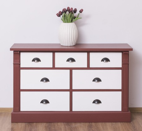 Comoda cu 7 sertare, Colectia Directoire de la Studio Szel PS356 - Culoare Corp_P029 - Culoare Sertare_P004 - DUBLU COLOR