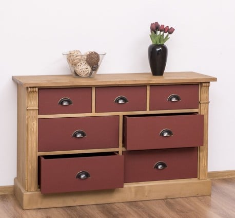 Comoda cu 7 sertare, Colectia Directoire de la Studio Szel PS356 - Culoare Corp_P002 - Culoare Sertare_P029 - DUBLU COLOR
