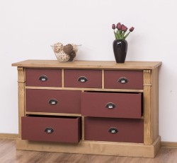 Comoda cu 7 sertare, Colectia Directoire de la Studio Szel PS356 - Culoare Corp_P002 - Culoare Sertare_P029 - DUBLU COLOR