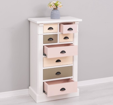 Comoda cu 8 sertare, Colectia Directoire de la Studio Szel PS486 - Culoare Corp_P039 - Culoare Sertare_Multicolor - MULTICOLOR