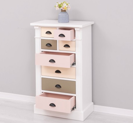 Comoda cu 8 sertare, Colectia Directoire de la Studio Szel PS486 - Culoare Corp_P039 - Culoare Sertare_Multicolor - MULTICOLOR