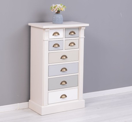 Comoda cu 8 sertare, Colectia Directoire de la Studio Szel PS486 - Culoare Corp_P015A - Culoare Sertare_Multicolor - MULTICOLOR