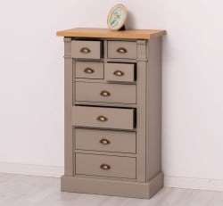 Comoda cu 8 sertare, blat stejar, Colectia Directoire de la Studio Szel PS486 - Culoare Top_P002 - Culoare Corp_P030 - DUBLU COLOR