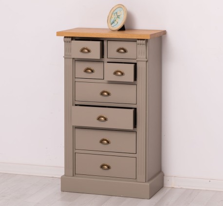 Comoda cu 8 sertare, blat stejar, Colectia Directoire de la Studio Szel PS486 - Culoare Top_P002 - Culoare Corp_P030 - DUBLU COLOR