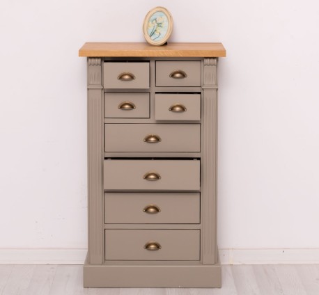 Comoda cu 8 sertare, blat stejar, Colectia Directoire de la Studio Szel PS486 - Culoare Top_P002 - Culoare Corp_P030 - DUBLU COLOR