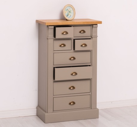 Comoda cu 8 sertare, blat stejar, Colectia Directoire de la Studio Szel PS486 - Culoare Top_P002 - Culoare Corp_P030 - DUBLU COLOR