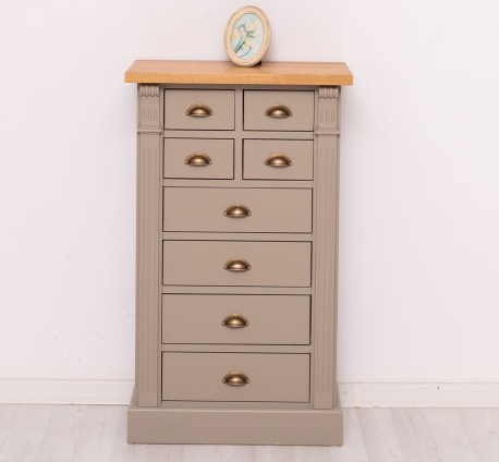 Comoda cu 8 sertare, blat stejar, Colectia Directoire de la Studio Szel PS486 - Culoare Top_P002 - Culoare Corp_P030 - DUBLU COLOR