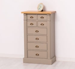 Comoda cu 8 sertare, blat stejar, Colectia Directoire de la Studio Szel PS486 - Culoare Top_P002 - Culoare Corp_P030 - DUBLU COLOR