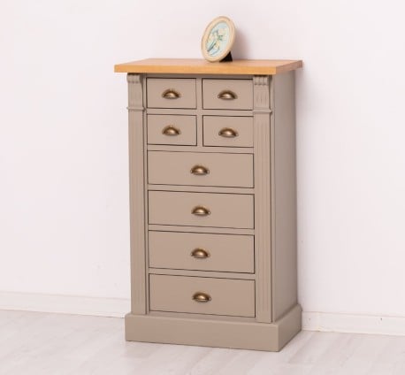 Comoda cu 8 sertare, blat stejar, Colectia Directoire de la Studio Szel PS486 - Culoare Top_P002 - Culoare Corp_P030 - DUBLU COLOR