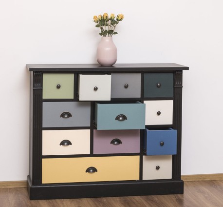 Comoda cu 12 sertare, Colectia Directoire de la Studio Szel PS485 - Culoare Corp_P003 - Culoare Sertare_Multicolor - MULTICOLOR
