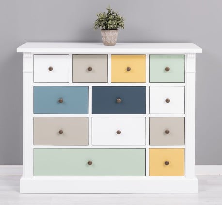 Comoda cu 12 sertare, Colectia Directoire de la Studio Szel PS485 - Culoare Corp_P004 - Culoare Sertare_Multicolor - MULTICOLOR