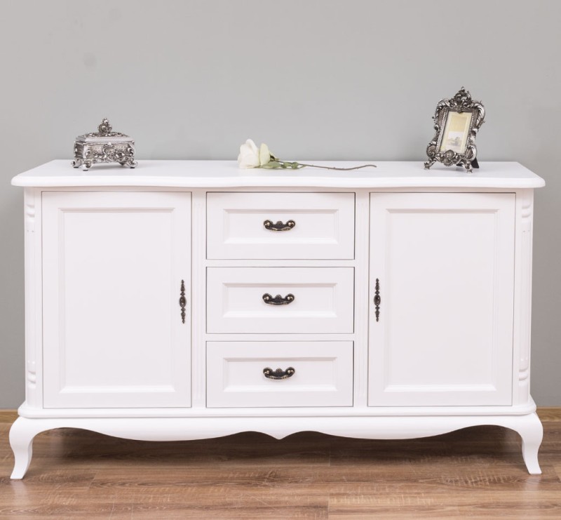 Comoda cu 2 usi si 3 sertare 'Chic', sertare pe sine soft close cu finisaj White