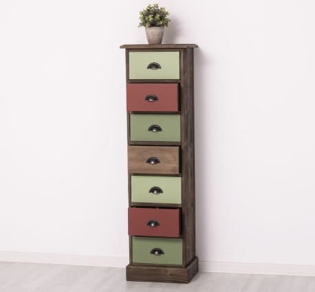 Comoda ingusta cu 7 sertare de la Studio Szel PS276 - Culoare Corp_P066 - Culoare Sertare_Multicolor - MULTICOLOR