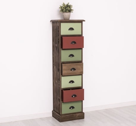 Comoda ingusta cu 7 sertare de la Studio Szel PS276 - Culoare Corp_P066 - Culoare Sertare_Multicolor - MULTICOLOR