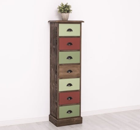 Comoda ingusta cu 7 sertare de la Studio Szel PS276 - Culoare Corp_P066 - Culoare Sertare_Multicolor - MULTICOLOR