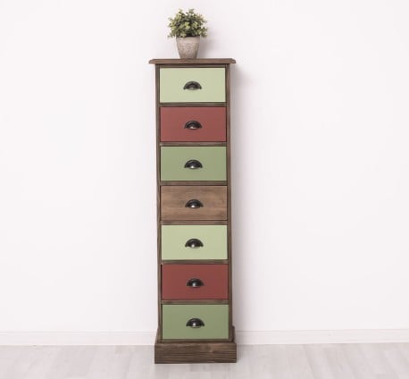 Comoda ingusta cu 7 sertare de la Studio Szel PS276 - Culoare Corp_P066 - Culoare Sertare_Multicolor - MULTICOLOR