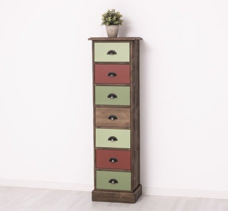 Comoda ingusta cu 7 sertare de la Studio Szel PS276 - Culoare Corp_P066 - Culoare Sertare_Multicolor - MULTICOLOR