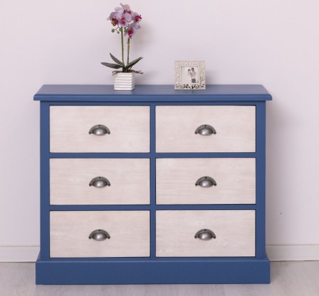 Comoda cu 6 sertare de la Studio Szel PS688 - Culoare Corp_P045 - Culoare Sertare_P080 - DUBLU COLOR