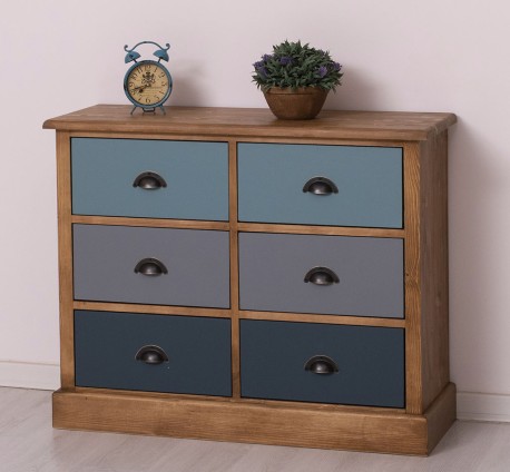 Comoda cu 6 sertare de la Studio Szel PS688 - Culoare Corp_P001 - Culoare Sertare_MULTICOLOR - MULTICOLOR