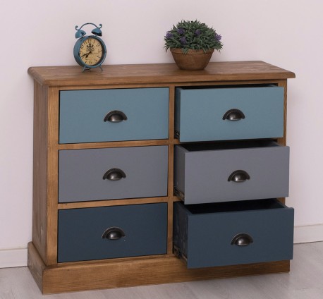 Comoda cu 6 sertare de la Studio Szel PS688 - Culoare Corp_P001 - Culoare Sertare_MULTICOLOR - MULTICOLOR