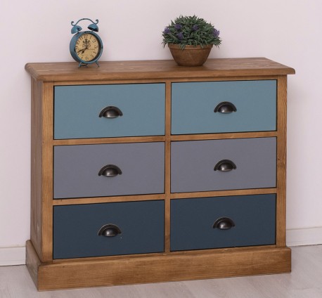 Comoda cu 6 sertare de la Studio Szel PS688 - Culoare Corp_P001 - Culoare Sertare_MULTICOLOR - MULTICOLOR