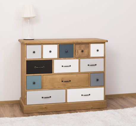 Comoda cu 13 sertare de la Studio Szel PS103 - Culoare Corp_P002 - Culoare Sertare_Multicolor - MULTICOLOR