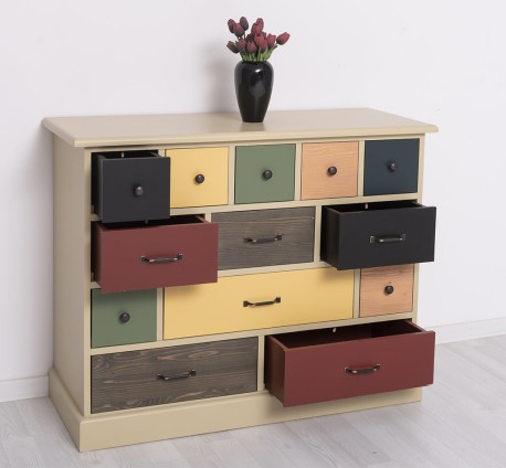 Comoda cu 13 sertare de la Studio Szel PS103 - Culoare Corp_P046 - Culoare Sertare_Multicolor - MULTICOLOR