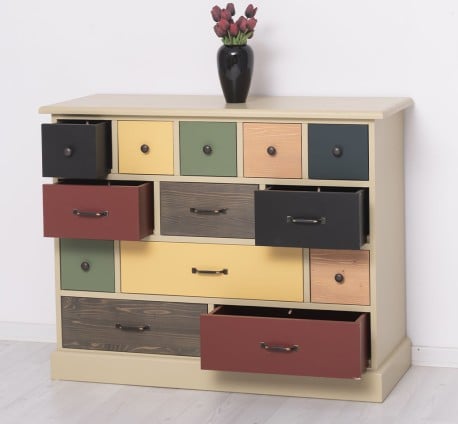 Comoda cu 13 sertare de la Studio Szel PS103 - Culoare Corp_P046 - Culoare Sertare_Multicolor - MULTICOLOR