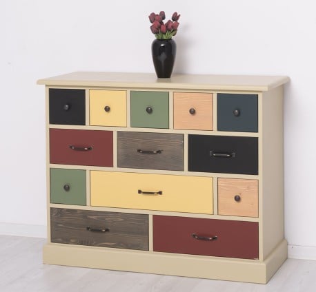 Comoda cu 13 sertare de la Studio Szel PS103 - Culoare Corp_P046 - Culoare Sertare_Multicolor - MULTICOLOR