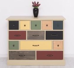 Comoda cu 13 sertare de la Studio Szel PS103 - Culoare Corp_P046 - Culoare Sertare_Multicolor - MULTICOLOR