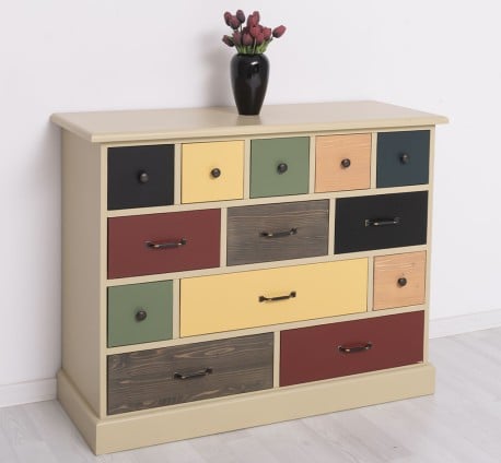 Comoda cu 13 sertare de la Studio Szel PS103 - Culoare Corp_P046 - Culoare Sertare_Multicolor - MULTICOLOR