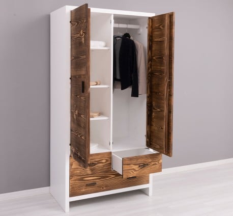 Dulap cu 2 usi si 3 sertare Rustic Haven de la Studio Szel PS744 - Culoare Corp_P004 - Culoare Usi si Sertare_P064 - DUBLU COLOR