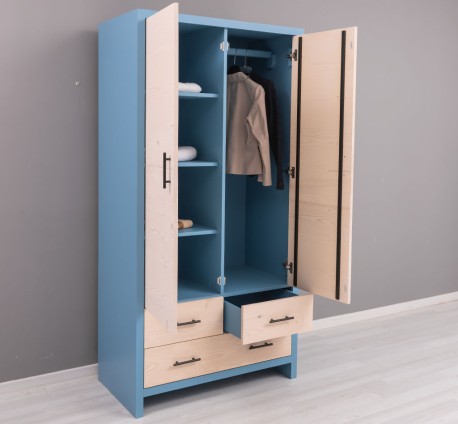 Dulap cu 2 usi si 3 sertare Rustic Haven de la Studio Szel PS744 - Culoare Corp_P053 - Culoare Usi si Sertare_P095 - DUBLU COLOR