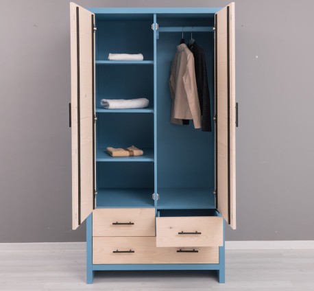 Dulap cu 2 usi si 3 sertare Rustic Haven de la Studio Szel PS744 - Culoare Corp_P053 - Culoare Usi si Sertare_P095 - DUBLU COLOR