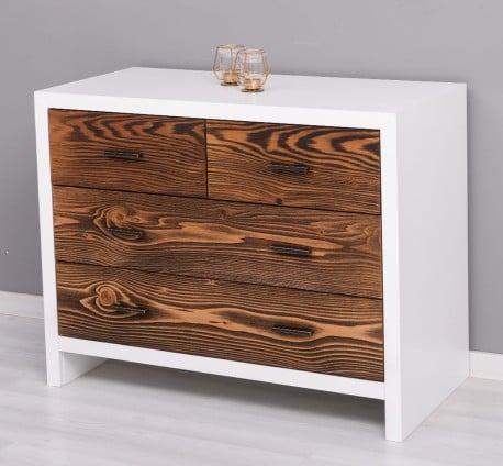 Comoda cu 4 sertare Rustic Haven de la Studio Szel PS743 - Culoare Corp_P004 - Culoare Sertare_P064 - DUBLU COLOR