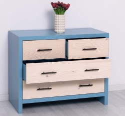 Comoda cu 4 sertare Rustic Haven de la Studio Szel PS743 - Culoare Corp_P053 - Culoare Sertare_P095 - DUBLU COLOR