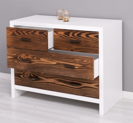 Comoda cu 4 sertare Rustic Haven de la Studio Szel PS743 - Culoare Corp_P004 - Culoare Sertare_P064 - DUBLU COLOR
