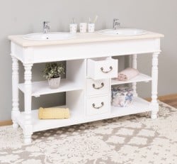 Dulap baie pentru 2 lavoare cu 3 sertare, picioare strunjite - lavoarele nu sunt incluse in pret de la Studio Szel PS452  - Culoare Top_0 - Culoare Corp_P004A - VOPSIT ANTICHIZAT